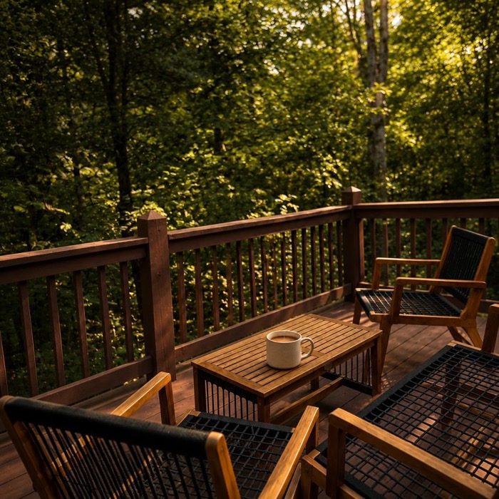 Deck seating at Cedar Escape