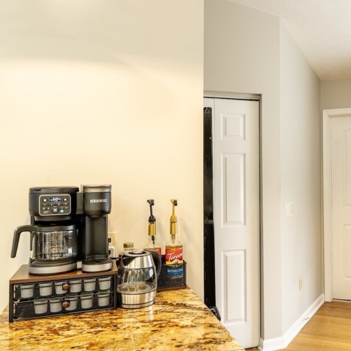 Kitchen coffee station at Cedar Escape