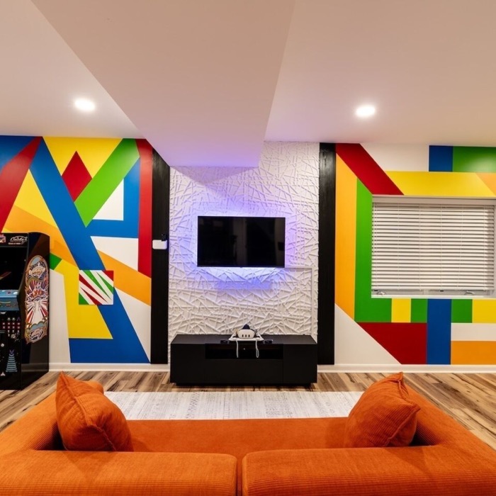 Colorful arcade room at Cedar Escape