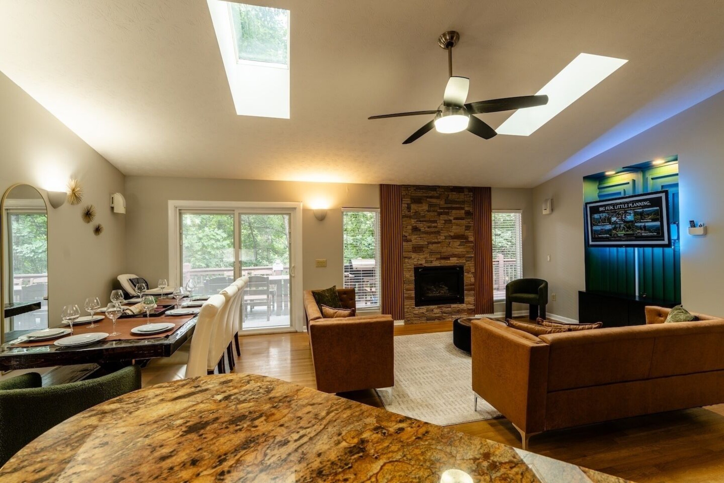 Living and dining area at Cedar Escape